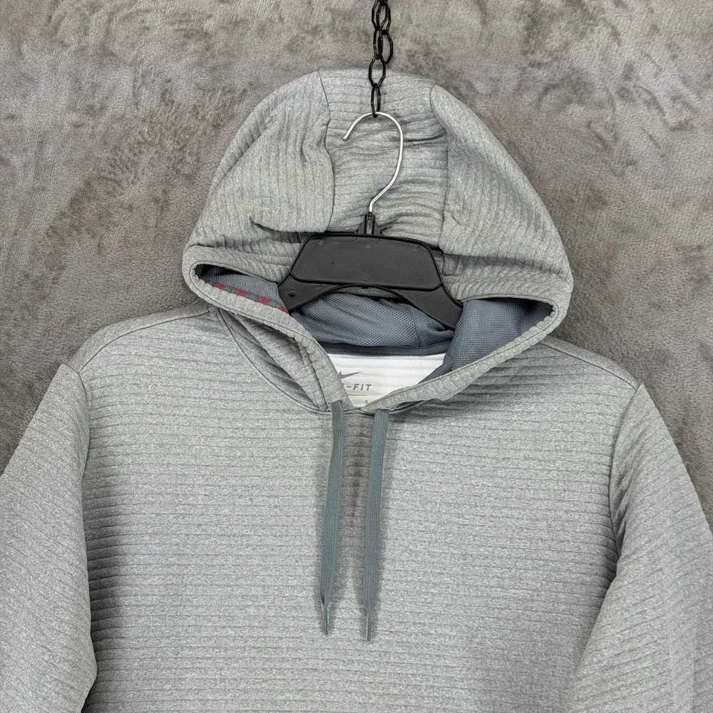 Nike Womens Dri-FIT‎ Ribbed Pullover Training Hoodie Grey 860136-063 Size L